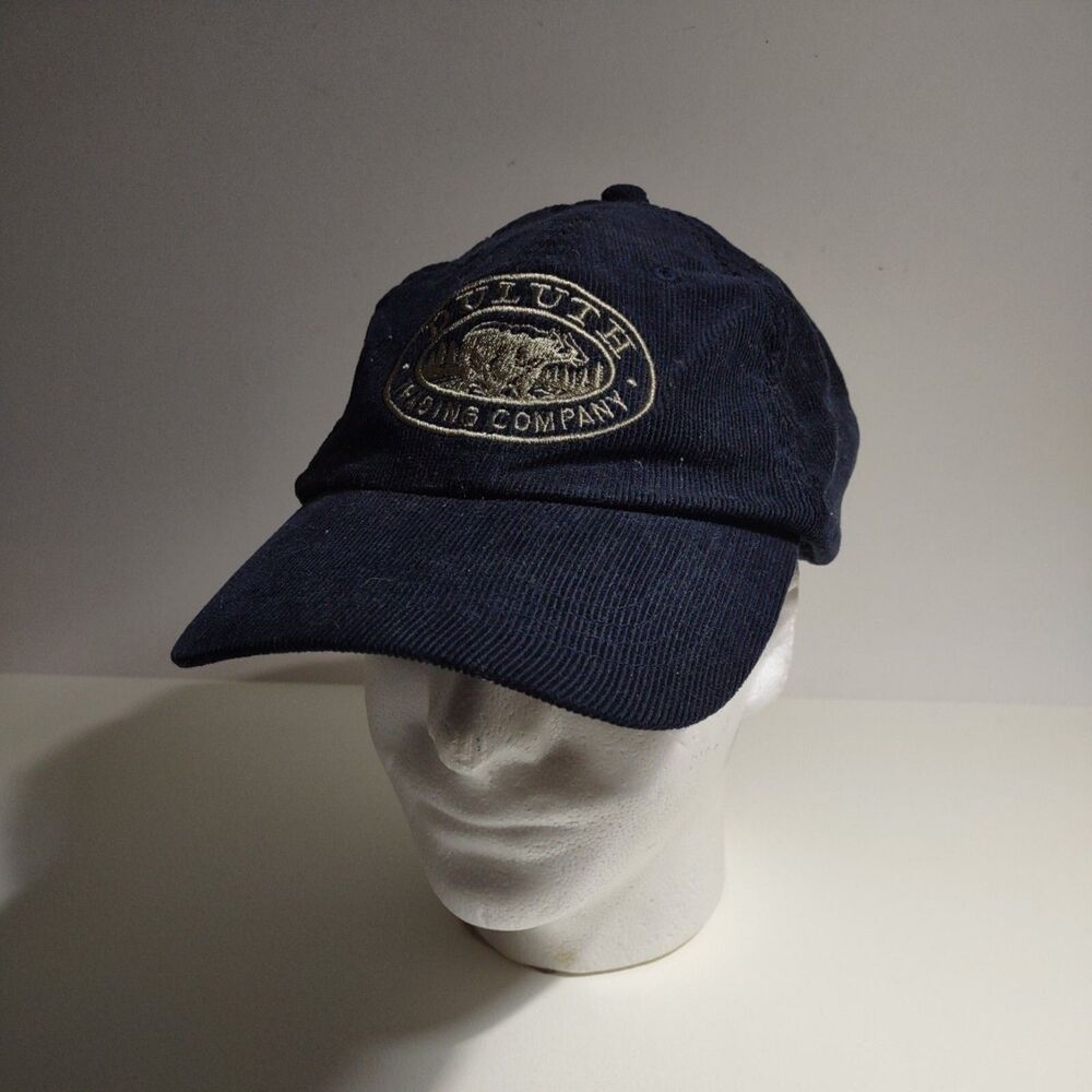 Duluth Trading Company Navy Blue Corduroy Adjustable Strapback Baseball Cap M/L